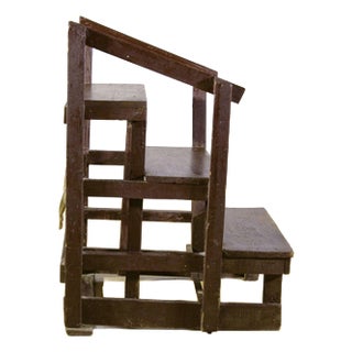 Antique Repainted Wooden Library Staircase, Late 19th Century For Sale