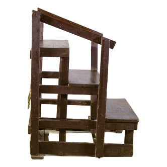 Antique Repainted Wooden Library Staircase, Late 19th Century For Sale