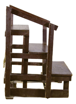 Antique Repainted Wooden Library Staircase, Late 19th Century