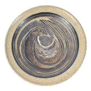 Beaver Ridge Studio Pottery Plate With Bird by Charles Counts For Sale