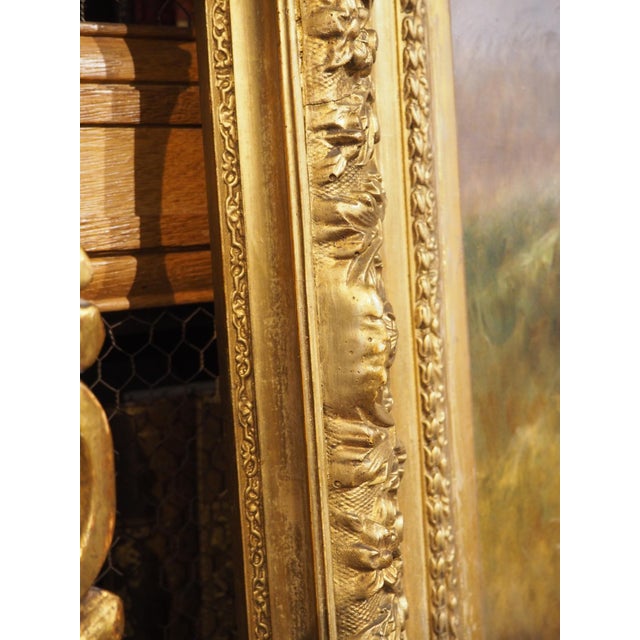 French Antique French Hunt Painting of Setters and a Mallard, Oil on Canvas, 1904 For Sale - Image 3 of 18