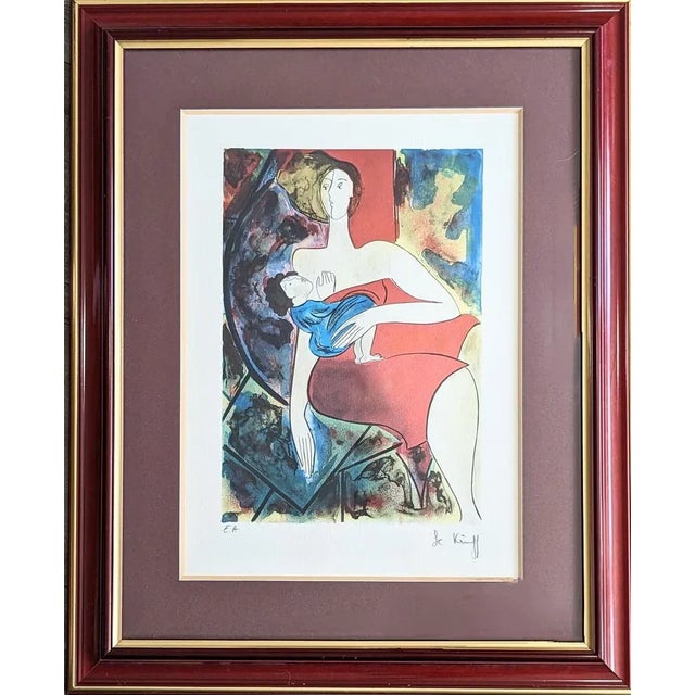 Linda Le Kinff - Maternity, lithograph in colours on Arches paper. Beautifully framed, vivid chromatics, in excellent...