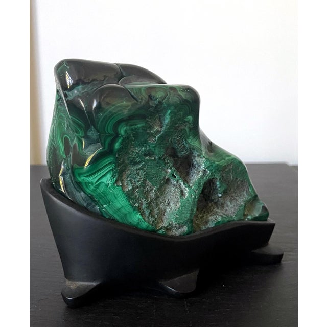 Malachite Rock Specimen on Display Stand as a Viewing Stone For Sale - Image 4 of 10