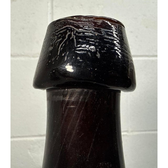 Glass Large Rare Antique 1800's Hand Blown Amber Glass Demijohn Carboy Wine Bottle Jar For Sale - Image 7 of 13
