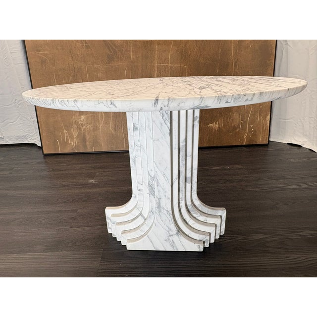 Rh Restoration Hardware Strada Bistro & Entry Table | Italian Arabescato Marble For Sale - Image 12 of 18