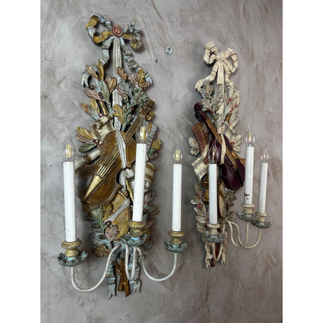 Louis XVI Wall Sconces, 1950s, Set of 2 For Sale - Image 4 of 15