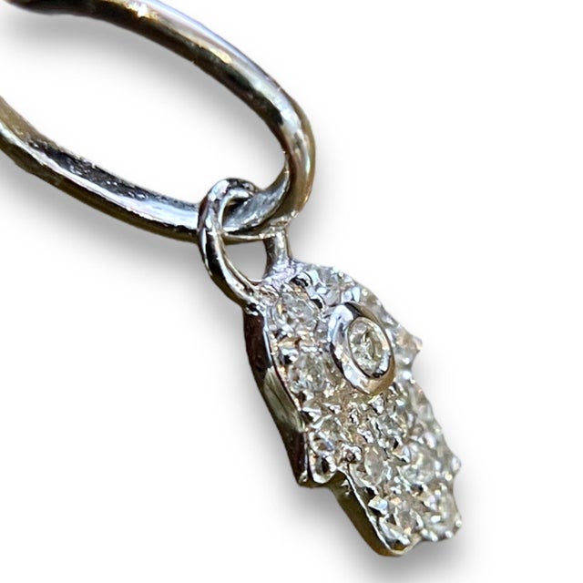 Art Deco 17th Century Small Hamsa Pave Pendant in White Gold For Sale - Image 3 of 3