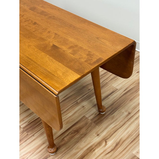 Vintage Solid Wood Ethan Allen Drop Leaf Harvest Table For Sale - Image 14 of 16