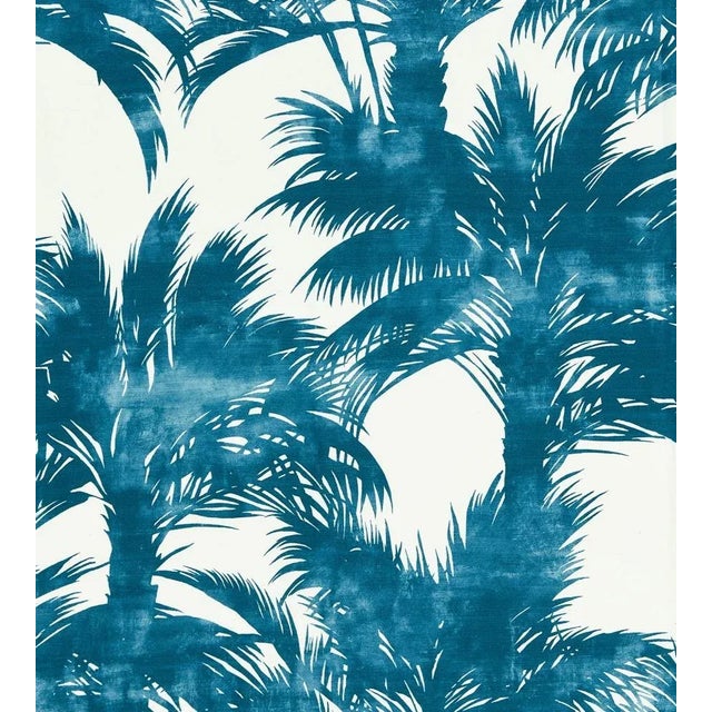 Traditional Sample - The House of Scalamandré Palm Print Fabric, Turquoise For Sale - Image 3 of 3
