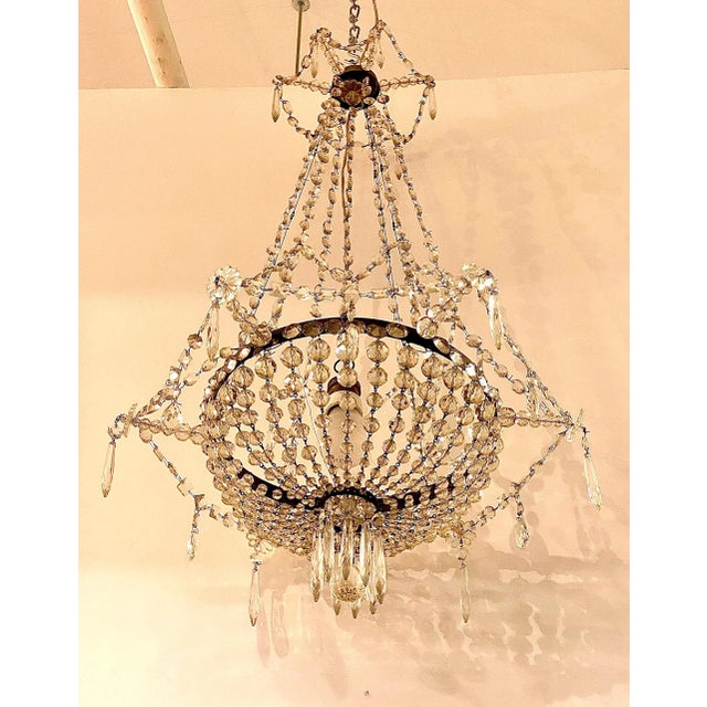 Early 20th Century French Iron and Crystal Chandelier For Sale - Image 11 of 12