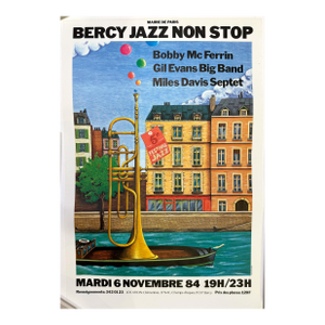 Bercy Jazz Non Stop 1984 by Michel Bouvet Serigraph With Jazz Greats Original