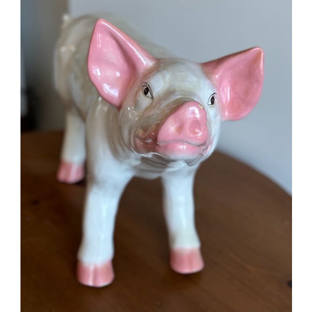 Mid 20th Century Mid-Century Vintage French Butcher Style Pig Crackle Design Ceramic Sculpture After Townsend For Sale - Image 5 of 5