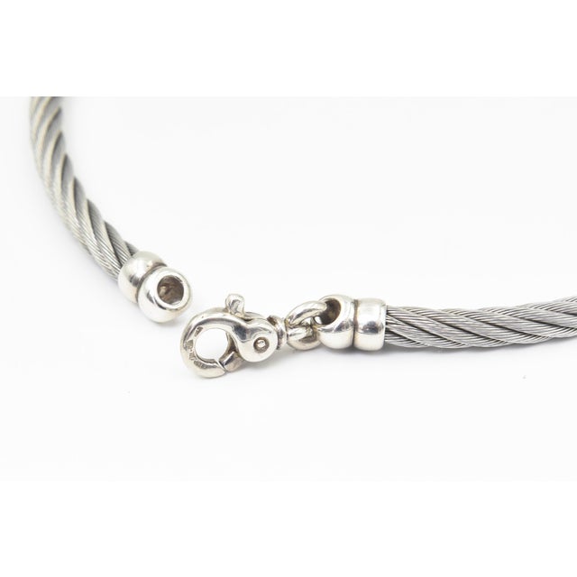 Silver Late 20th Century Italian Yurman Style Sterling Silver Cable Collar Necklace For Sale - Image 8 of 12