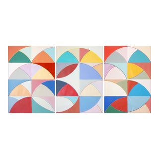 2026, Colorful Ball of Wool Modern Bauhaus Painting - Set of 3 For Sale