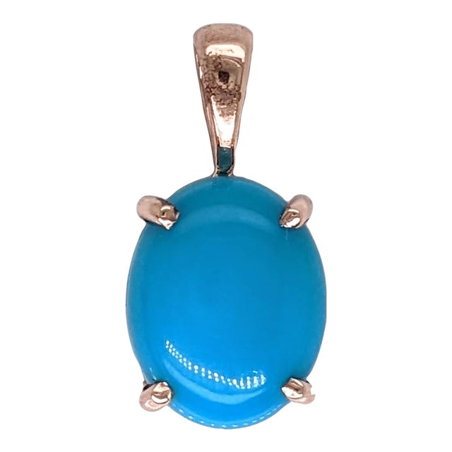 2ct Turquoise Pendant in Solid 14k Rose Gold For Sale