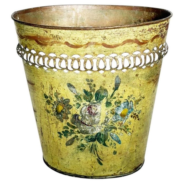 Antique Yellow Hand-Painted Basket, 19th Century For Sale - Image 9 of 9