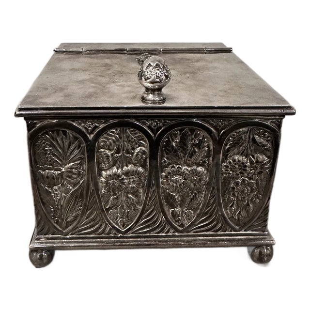 19th Century Pairpoint Manufacturing Co. Silver-Plate Humidor For Sale