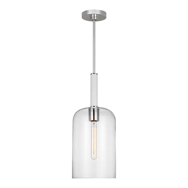 Kate Spade by Visual Comfort Studio Monroe Cylinder Pendant, Polished Nickel For Sale