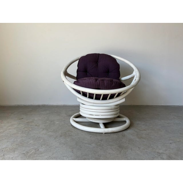 Vintage " Egg" Shape Rattan Swivel and Rocking Chair For Sale - Image 13 of 13