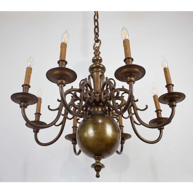 Antique 19th Century Dutch Bronze Chandelier with Eight Arms For Sale - Image 9 of 9