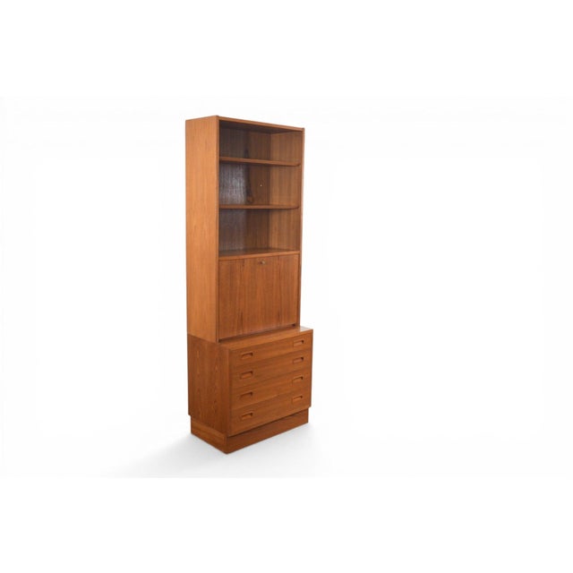 Carlo Jensen Attributed to Carlo Jensen Four Drawer Chest With Drop Front Hutch by Hundevad + Co | Danish Modern 1960s For Sale - Image 4 of 11