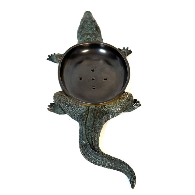 Large Cast & Patinated Bronze Alligator Soap Dish/ Vide-Poche For Sale - Image 14 of 15