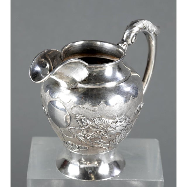 Early 20th Century Rare Chinese Export Sterling Silver Tea Set with Dragon Design Tianjing Wuhua - 13 pcs For Sale - Image 17 of 18
