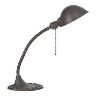 Early 20th Century Art Deco Industrial Gooseneck Office Desk Lamp For Sale