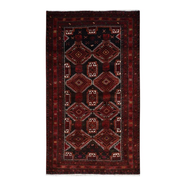 1960 3'7"x6'5" Brown Vintage Persian Baluch Pure Wool Hand Knotted Oriental Rug For Sale