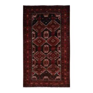 1960 3'7"x6'5" Brown Vintage Persian Baluch Pure Wool Hand Knotted Oriental Rug