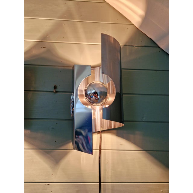 Space Age Wall Sconces in Chromed Metal, 1970, Set of 2 For Sale - Image 11 of 15