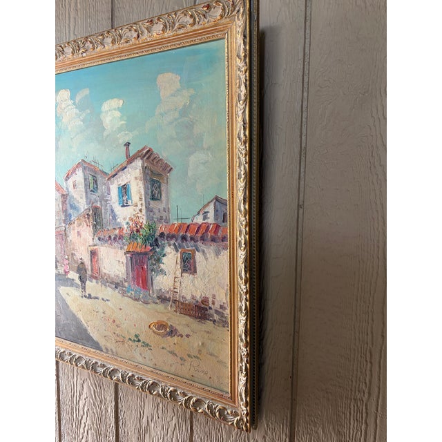 1960s Mid-Century Mediterranean Impressionist Framed Landscape Painting Signed Rino For Sale - Image 5 of 12