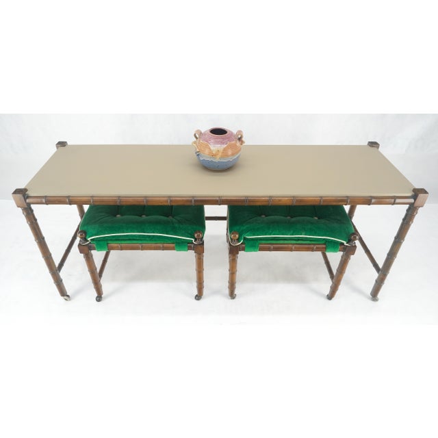Mid Century c1970s Faux Bamboo Console Sofa Table & Pair Nesting Benches MINT! For Sale - Image 15 of 18
