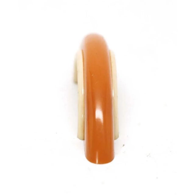 Mid 20th Century Vintage 3 In. Mid Century Orange & White Plastic Bridge Pull For Sale - Image 5 of 6