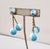 Vintage 1950s Signed Crown Trifari White & Turquoise Checked Drop Clip Earrings-2 Pieces For Sale In Philadelphia - Image 6 of 10