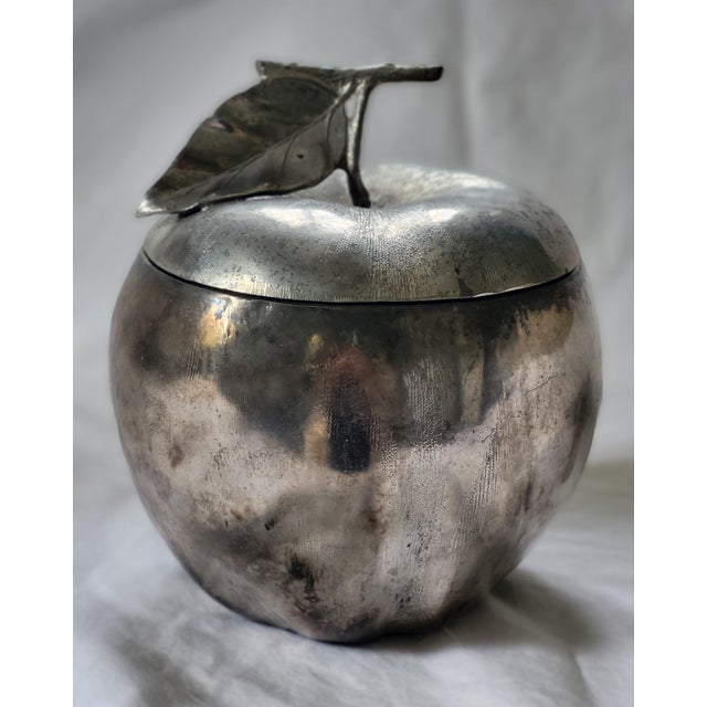 1960s Vintage Italian Silver-Plated Pewter Apple Ice Bucket by Mauro Manetti, 1960s For Sale - Image 5 of 5