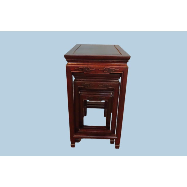 1990s Gorgeous Chinese Ming Style Nesting Tables For Sale - Image 5 of 11