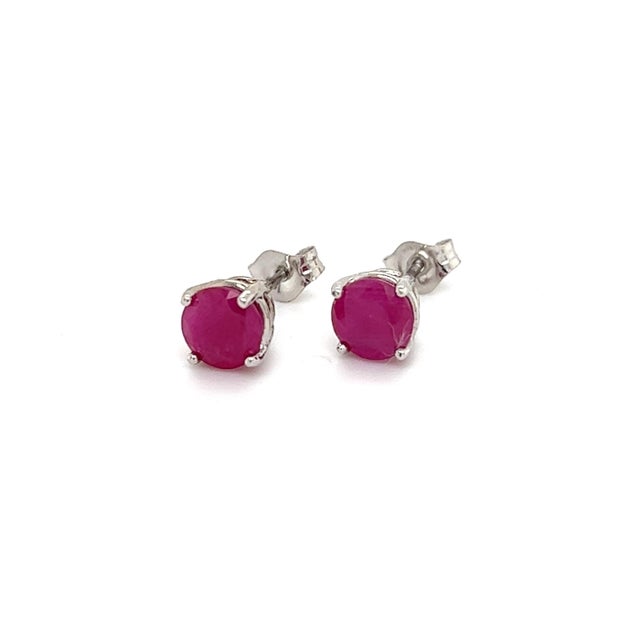 Natural Ruby Stud Earrings 14k Gold 1.91 TCW 1.28 Grams Certified For Sale - Image 4 of 11