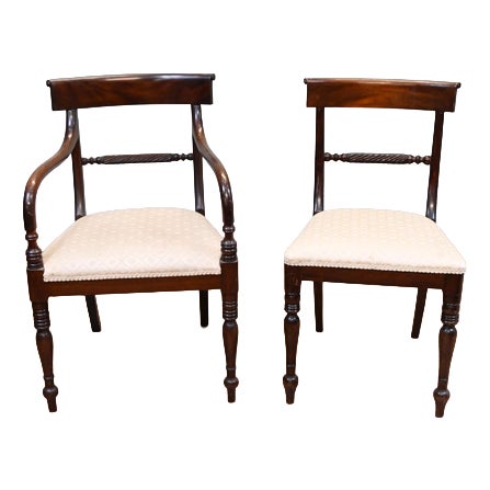 Regency Mahogany Armchair and Side Chair, Set of 2 For Sale