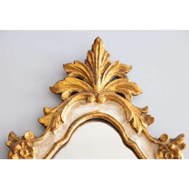 Mid-Century Italian Florentine Rococo Style Giltwood & White Painted Mirror For Sale In Houston - Image 6 of 8