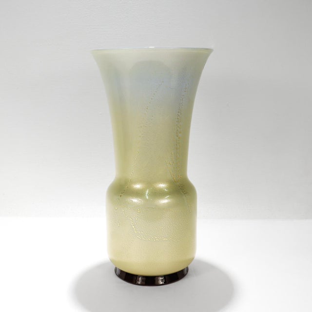 Early 21st Century Large Venini Gold and Blue Laguna Glass Vase by Tomaso Buzzi For Sale - Image 5 of 13