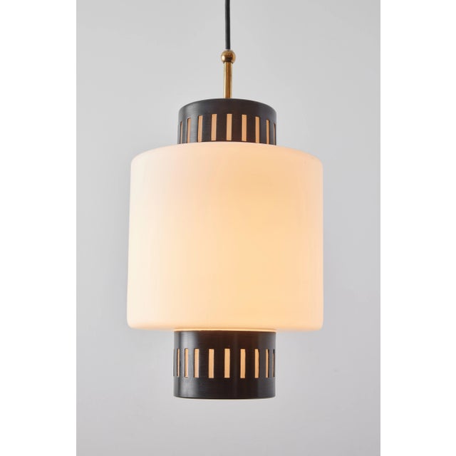 White Large 1950s Stilnovo Glass and Metal Pendant For Sale - Image 8 of 13