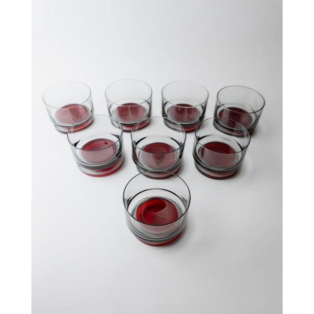 Vintage Drinking Glasses with Red Stem, 1970s, Set of 8 For Sale - Image 5 of 12