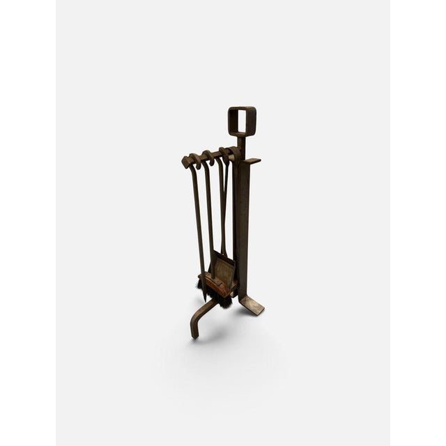 Modern Vintage Fireplace Tools in Cast Iron, 1960s, Set of 5 For Sale - Image 3 of 12