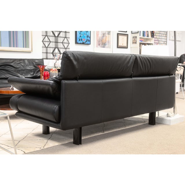 Black Postmodern Alanda Italian Black Leather Loveseat by Paola Pive for B&b Italia For Sale - Image 8 of 8