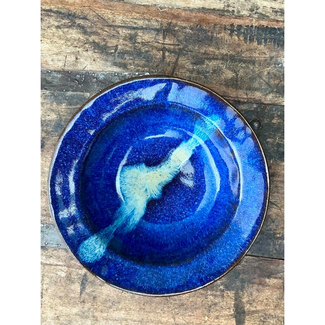 Vintage Original Studio Pottery Blue Bowl For Sale - Image 9 of 12