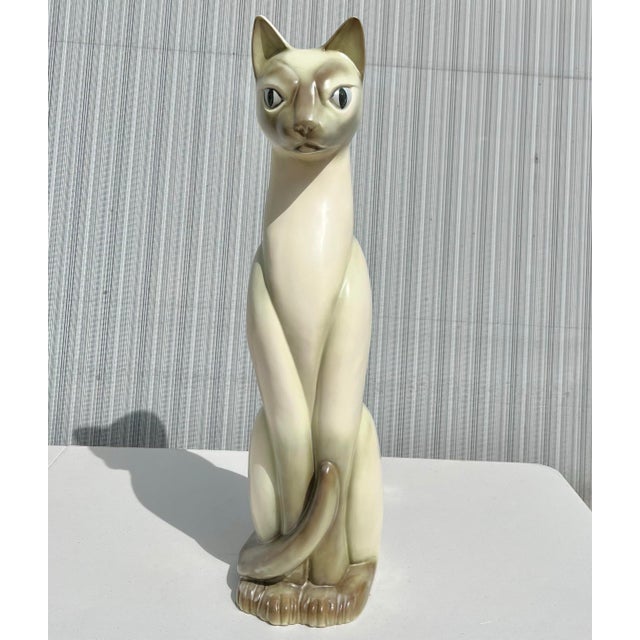 Large Retro Siamese Cat Ceramic Sculpture For Sale - Image 4 of 7