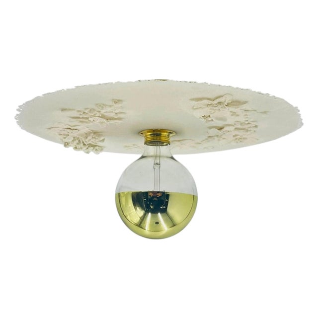 Luca for Fermaluce Cream Resin Brass Flush Mount Light, Italy 2022, Labeled For Sale