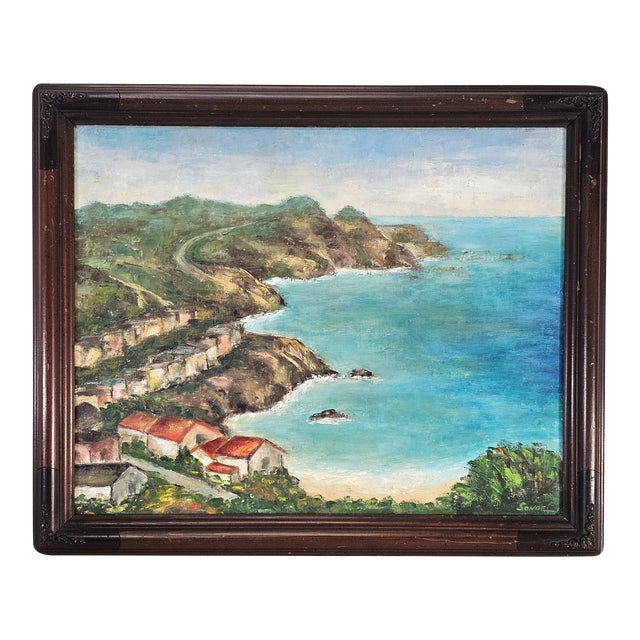 Bob Pepper “White Water” Modernist Coastal Seascape Oil on Canvas, 22" For Sale