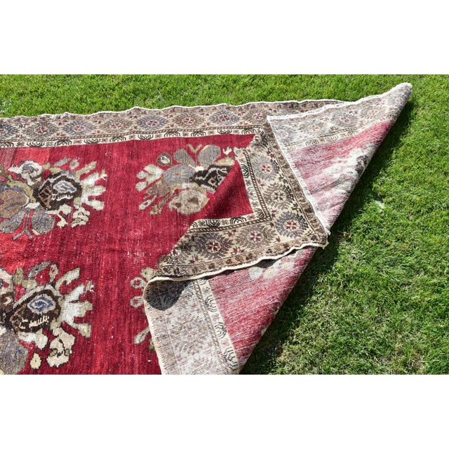 Traditional 1980s Turkish Red Floral Ethnic Luxury Rug For Sale - Image 3 of 7